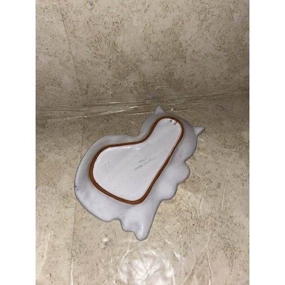 Vintage Italy Wall Hand Painted Blue Tabby Striped Yellow Ribbon Cat Decor - Picture 6 of 7